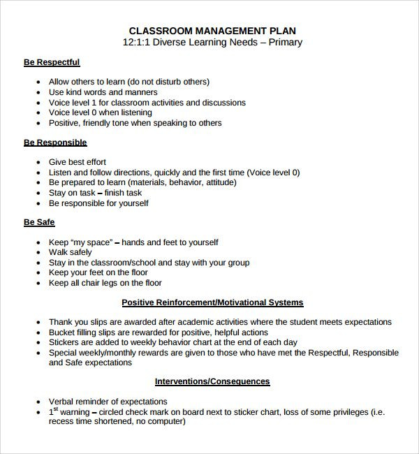 Classroom Management Plan Template Image Result for Sample Classroom Behavior Management Plan