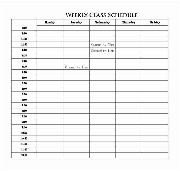 College Course Planning Template Class Schedule Template Word Unique College Class Schedule