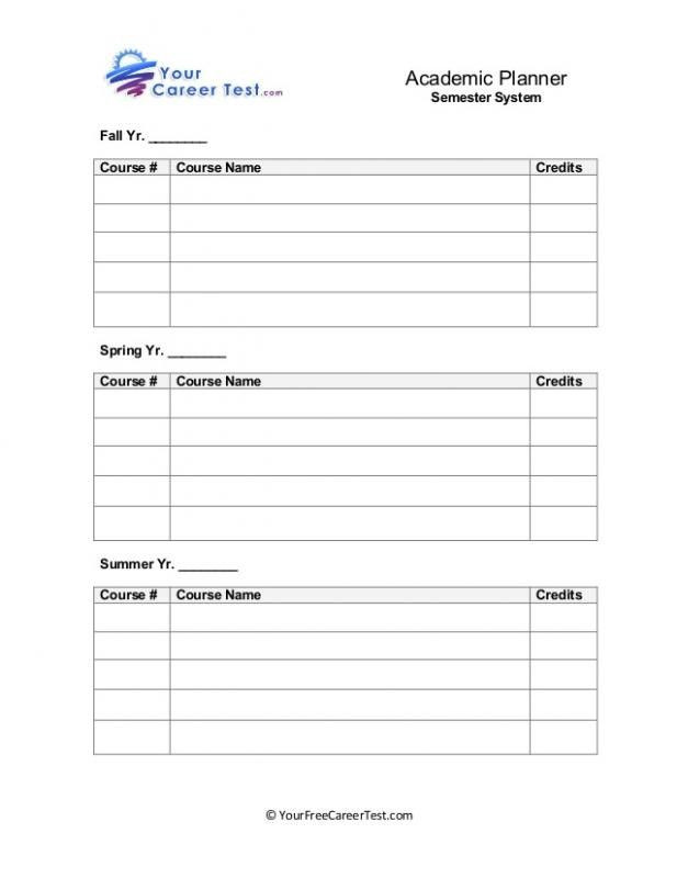 20 College Course Planning Template