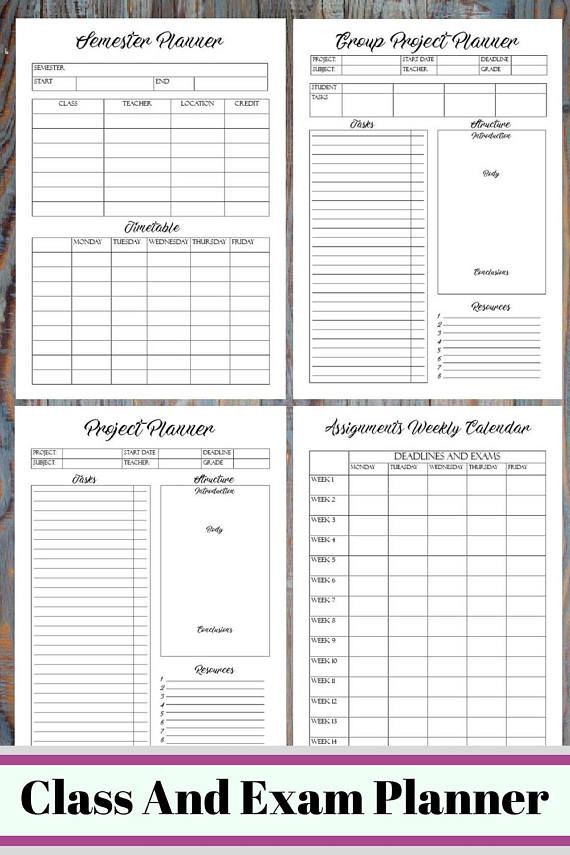 College Student Planner Template College Student Printable Planner Back to School Planner
