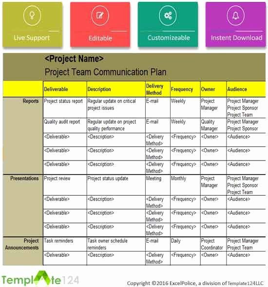Communication Plan Template Excel Project Management Munication Plan Template Inspirational