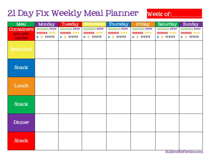 Daily Meal Plan Template How to Create A 21 Day Fix Meal Plan