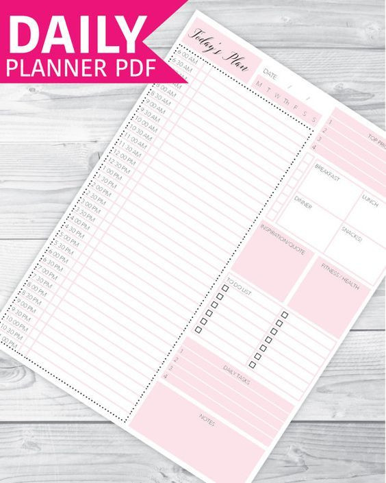 Daily Planner 2016 Template Daily Planner Printable Daily to Do List Planner Insert