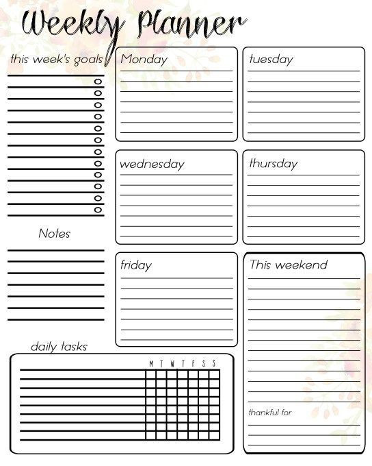 Daily Planner Printable Template Free Printable Weekly Planner