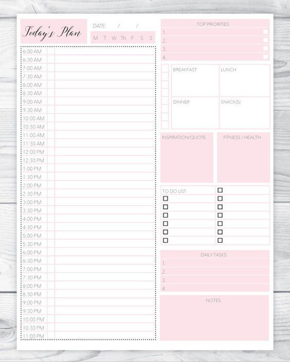 Daily Planner Template 2016 Daily Planner Printable Daily to Do List Planner Insert