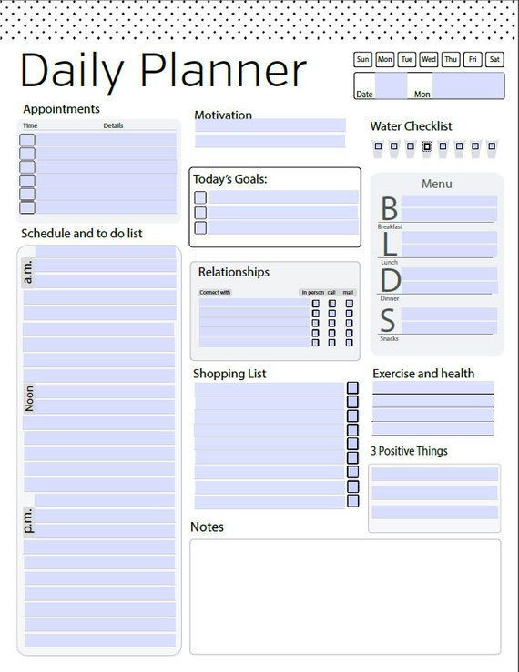 Daily Planner Template 2017 Daily Planner A4 Daily Planner Editable Daily Planner