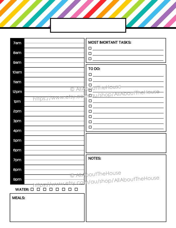 Daily Planner Template 2017 Daily Planner Day Planner Printable Day to A Page Half Size