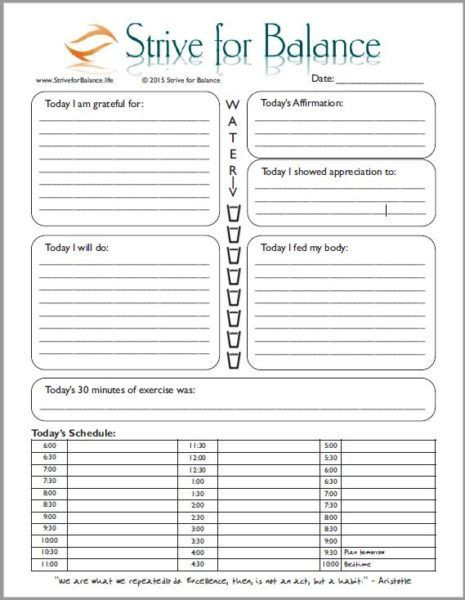 Daily Planner Template 2017 Download Our Free Daily Planner Strive for Balance