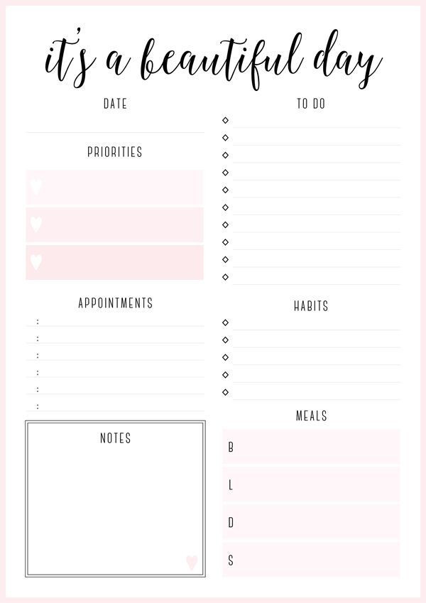Daily Planner Template 2017 It S A Beautiful Day Planner From Free Printable Irma Daily
