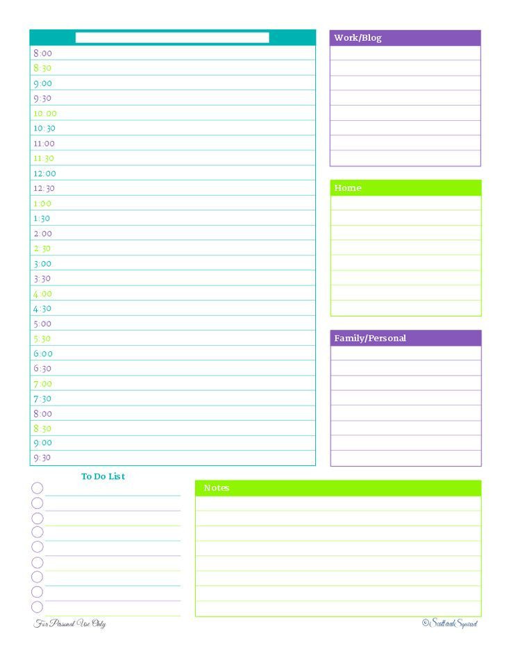 Daily Planner Template 2017 Planning
