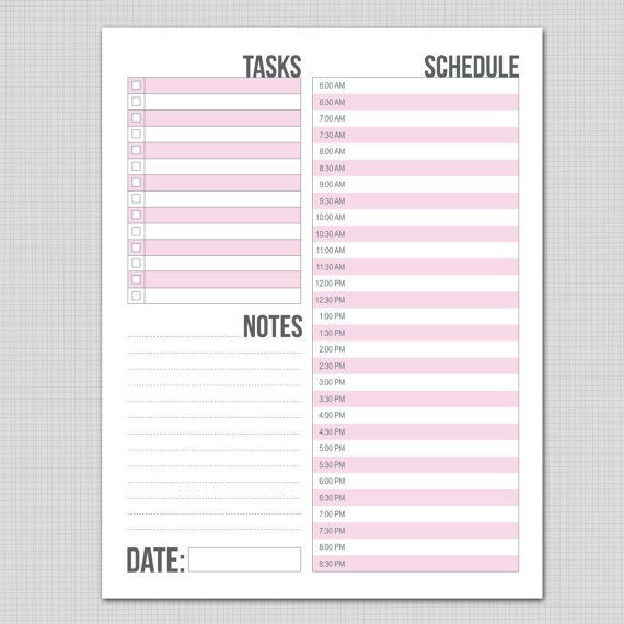 Daily Schedule Planner Template Simple Pink Planner Daily Schedule Printable Sheet