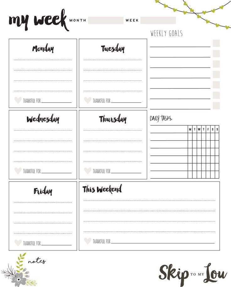 Daily Schedule Planner Template Weekly Planner Template