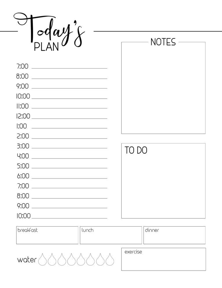 20 Day Planner Template