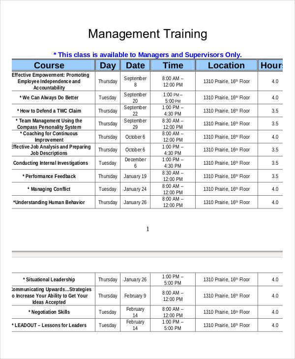 Employee Training Plan Template Template Employee Training Schedule Template 14 Free