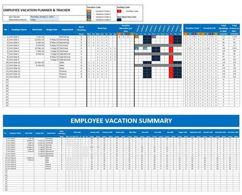 Employee Vacation Planner Template Excel Employee Vacation Planner