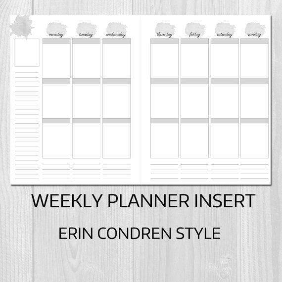 Erin Condren Life Planner Template Weekly Planner Printable Erin Condren Style Undated Monday