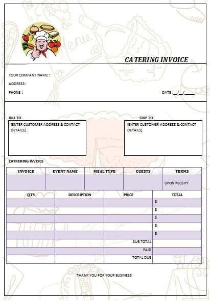Event Planner Invoice Template 28 Catering Invoice Templates Free Download Demplates