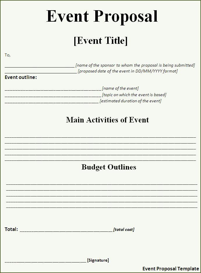 Event Planning Proposal Template event Proposal Template