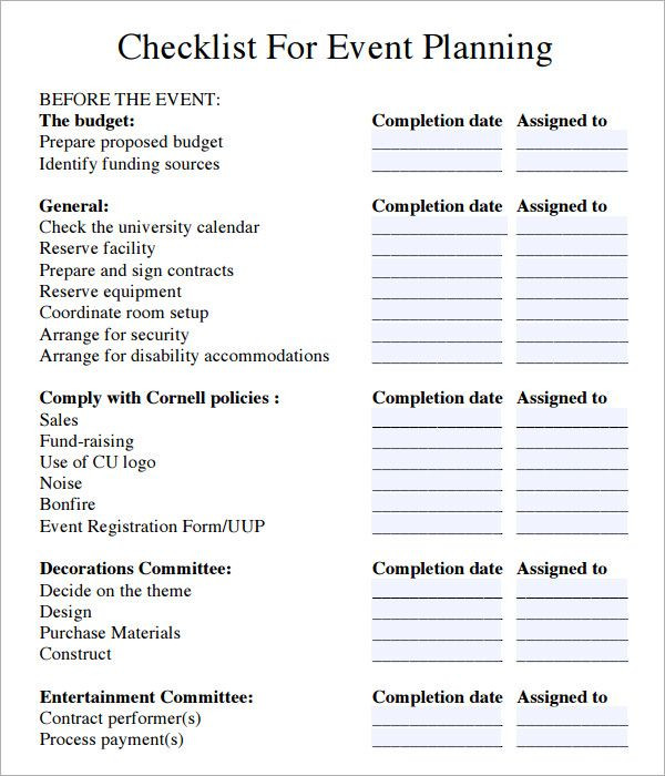 Event Planning Questionnaire Template event Planning Checklist Pdf