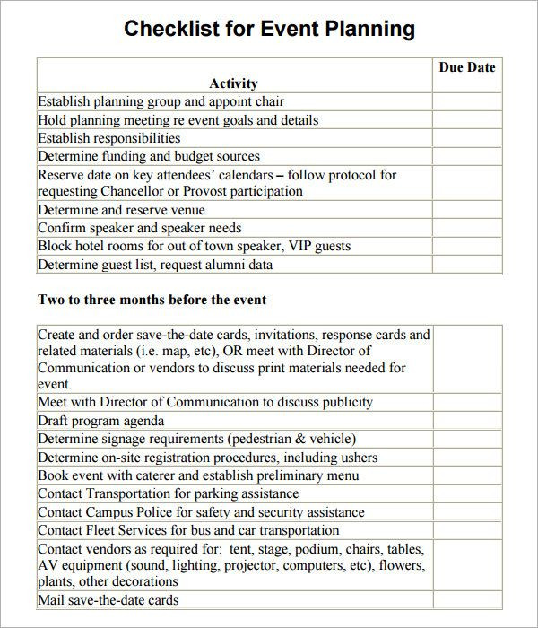 20 Event Planning Questionnaire Template