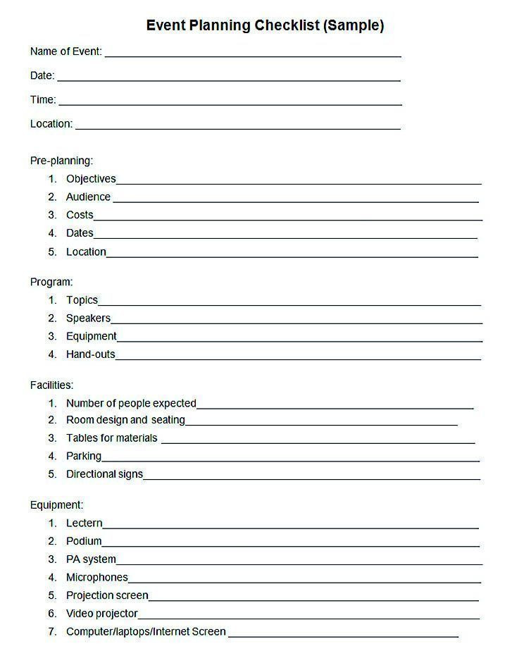 Event Planning Template Word Editable Blank event Planning Checklist Templates Word Doc