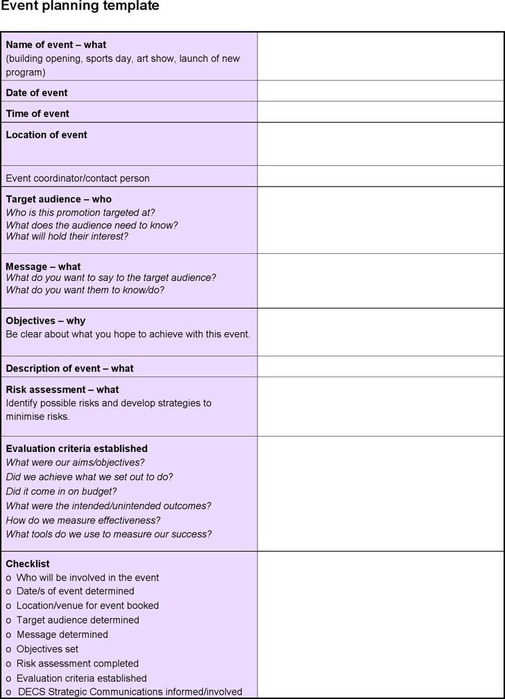 Event Planning Template Word event Planning Template