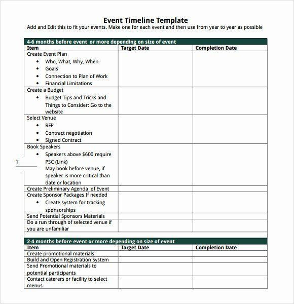 Event Planning Timeline Template event Planning Timeline Template Fresh Free 8 event Timeline