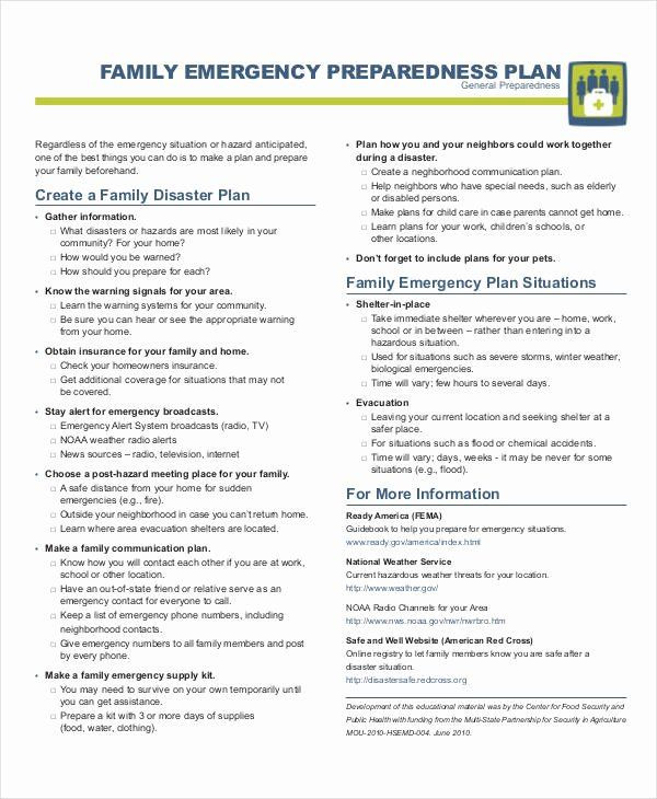 Family Disaster Plan Template Family Emergency Preparedness Plan Template Inspirational