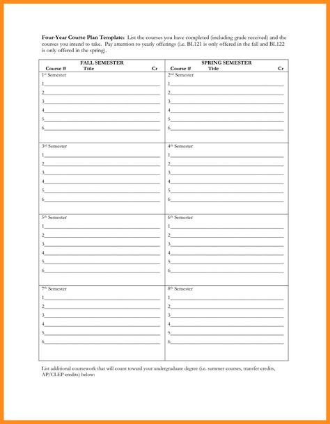 Four Year College Plan Template 500 Action Plan Template Printable Design Ideas In 2020