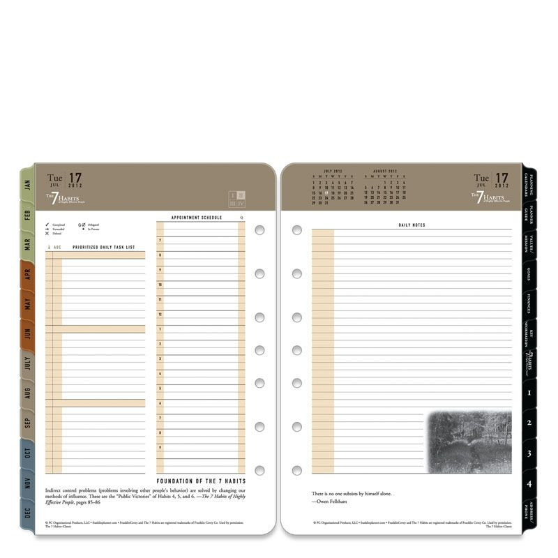 Franklin Covey Daily Planner Template 7 Habits Daily Pages Available In Classic and Pact