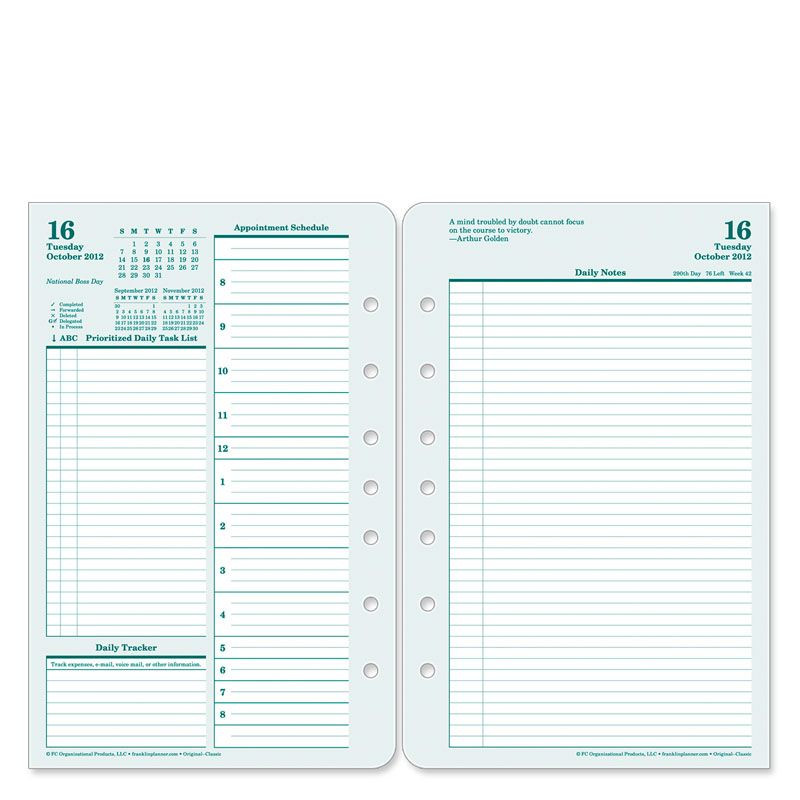 Franklin Covey Daily Planner Template Franklinplanner Planner Refill Classic Daily Quarter
