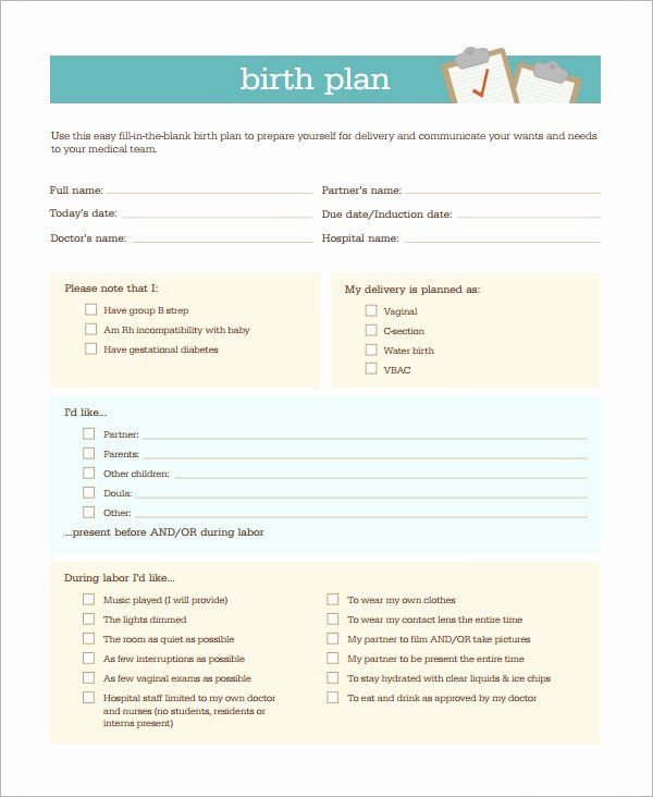 Free Birth Plan Template Printable Birthing Plan Template Luxury Birth Plan Template