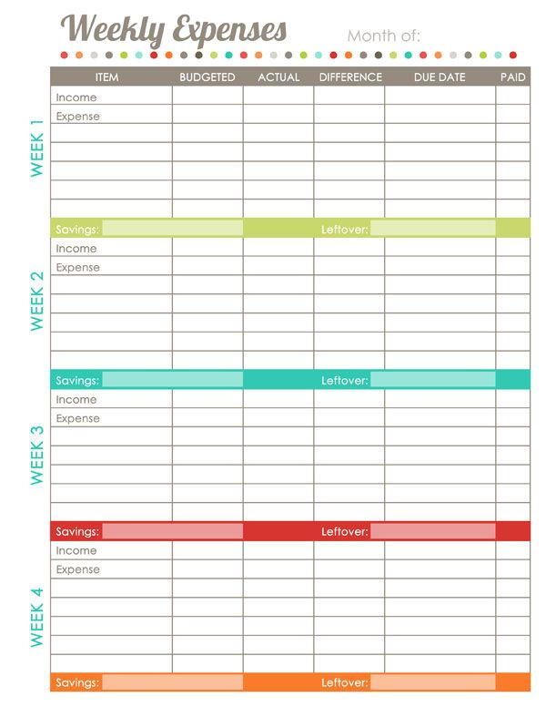 Free Budget Planner Template Worksheet Bud Weekly01