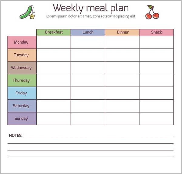 Free Meal Planner Template Download Weekly Dinner Menu Template Free Download In 2020