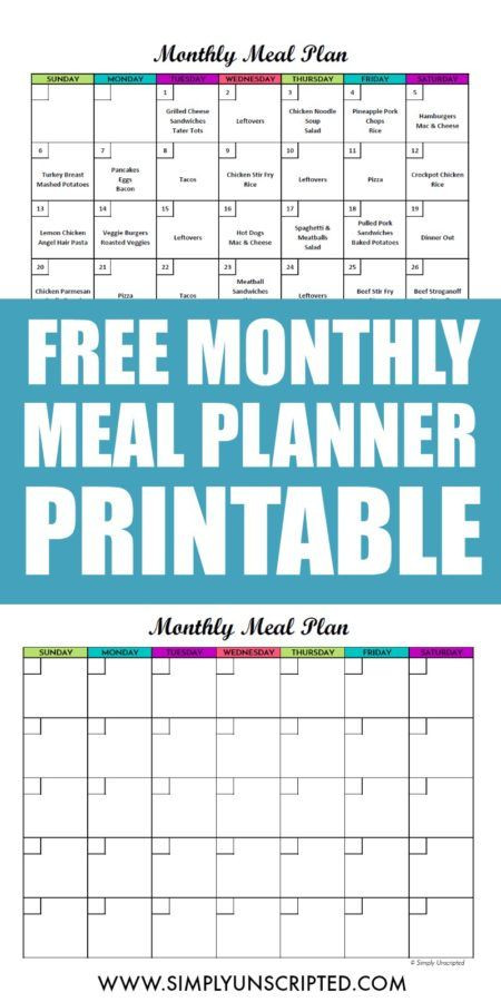Free Monthly Meal Planner Template Free Monthly Meal Planner Printable Calendar Template for