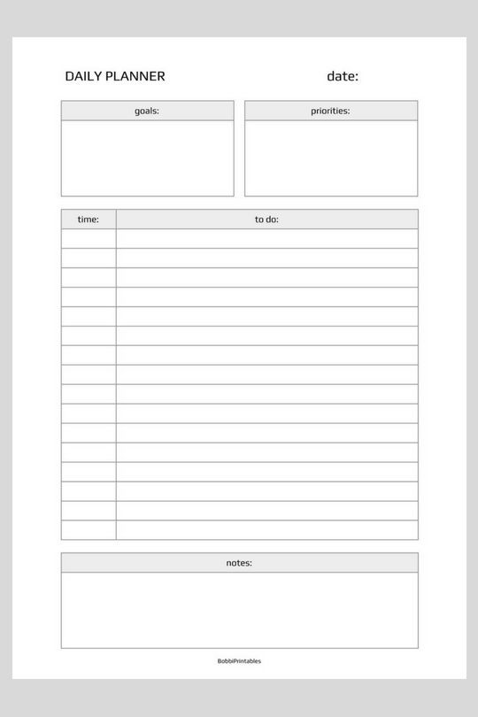 Free Printable Daily Planner Template Free Simple Daily Planner Printable Free Printable