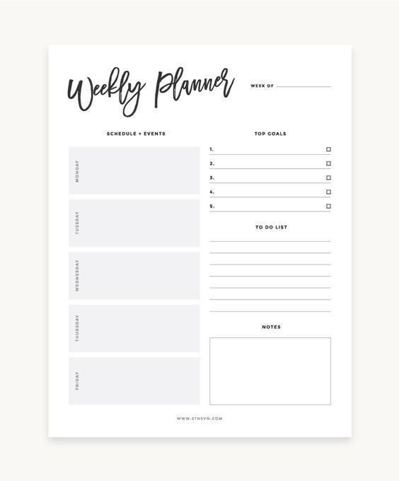 Free Weekly Planner Template Protected Library