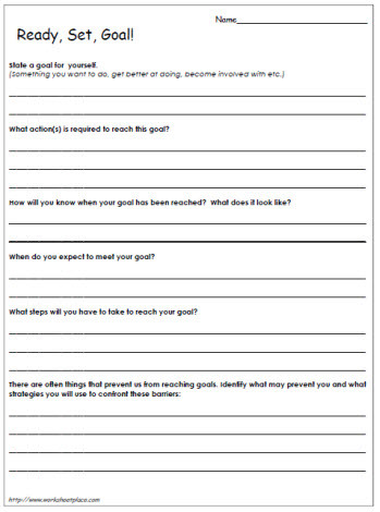 Goal Planning Template Ready Set Goal Worksheets