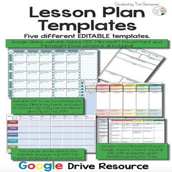 Google Drive Lesson Plan Template Lesson Plan Templates Multiple Editable Templates Google