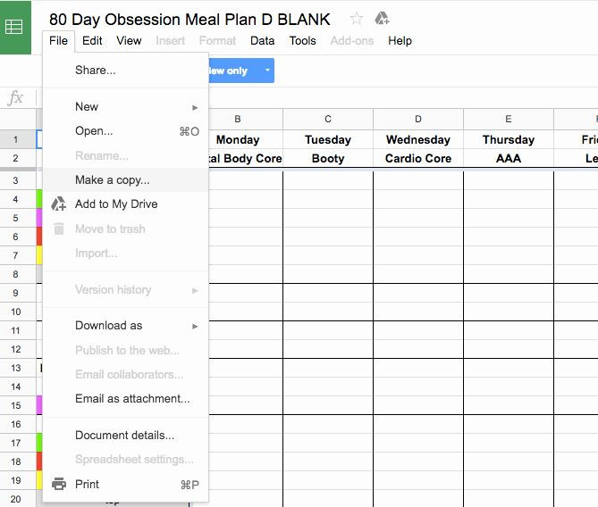 Google Drive Meal Plan Template Google Drive Meal Plan Template Luxury 80 Day Obsession Meal