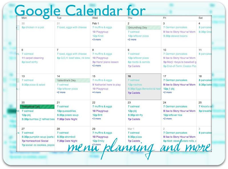 Google Sheets Meal Planner Template Menu Planning On Google Calendar