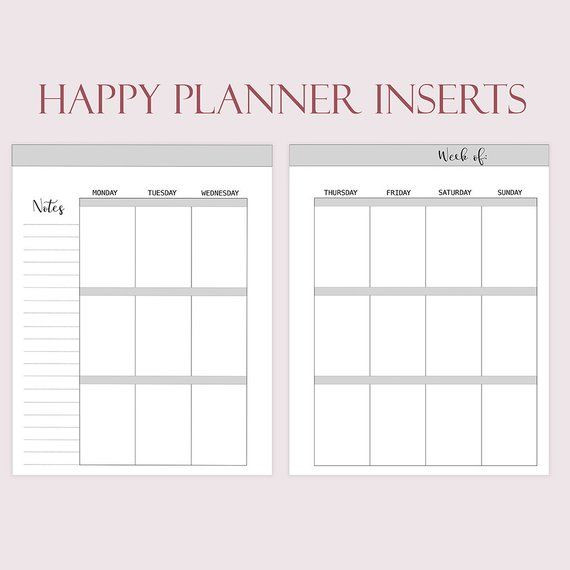 Happy Planner Template Happy Planner Inserts Printable Weekly Insert Weekly Planner