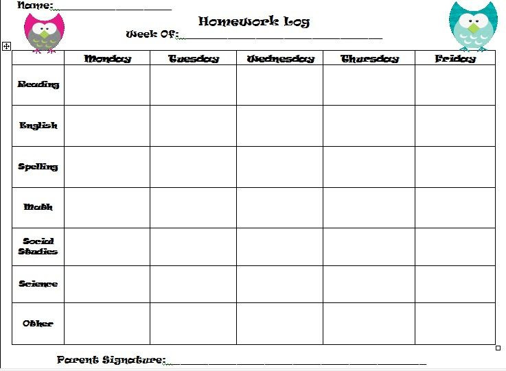 Homework Planner Template Pin On Teachers Stuff