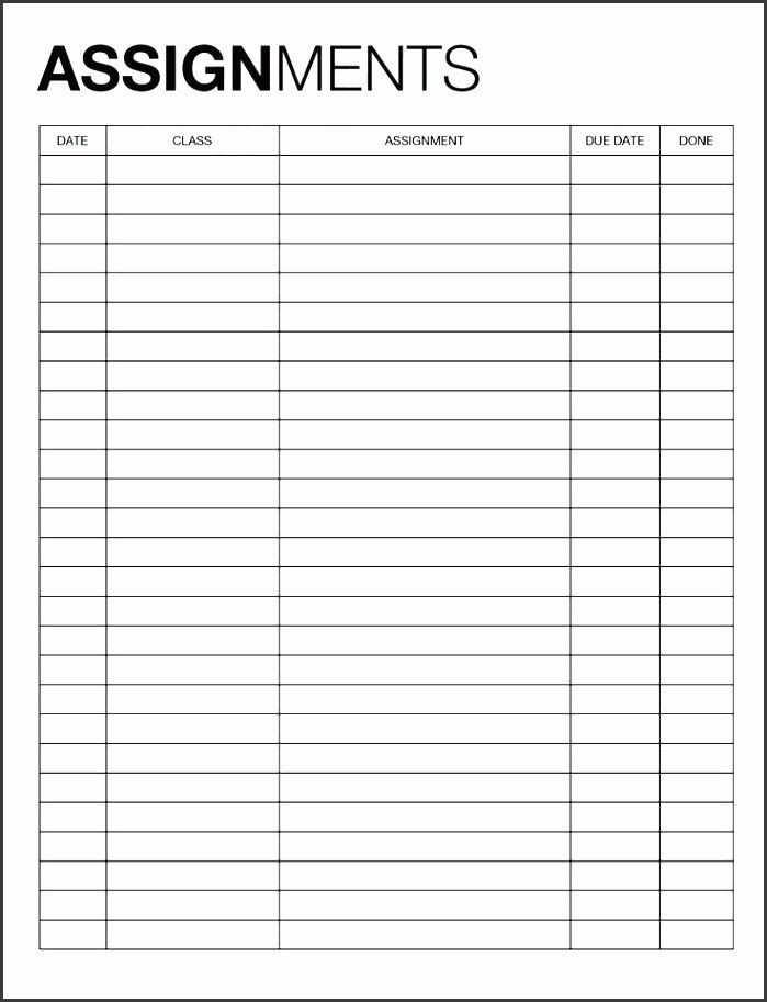 Homework Planner Template Printable Homework Planner for College Students Beautiful 5