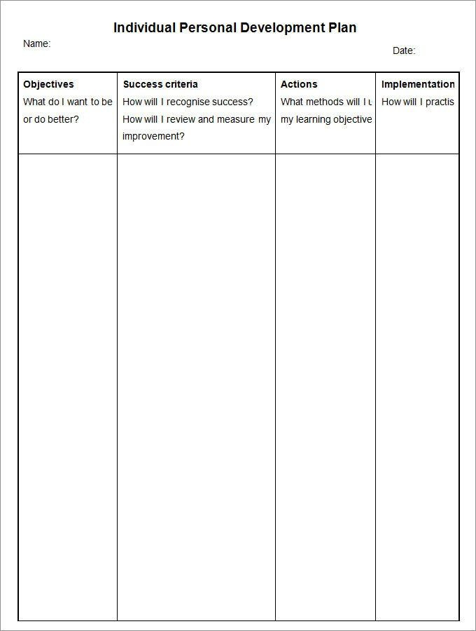 Individual Development Plan Template Word Pin On Examples Lesson Plan Templates