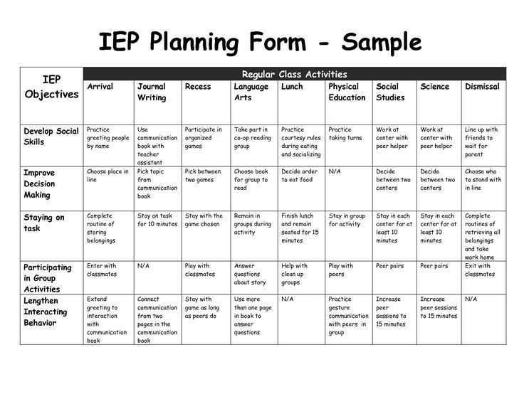 Individual Education Plans Template Image Result for Individualized Education Plan Sample