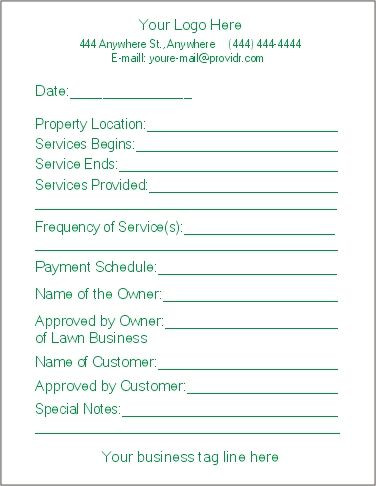 Lawn Care Business Plan Template Lawn Maintenance Contract Agreement Free Printable