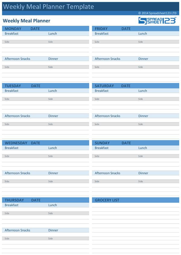 meal plan template for google sheets