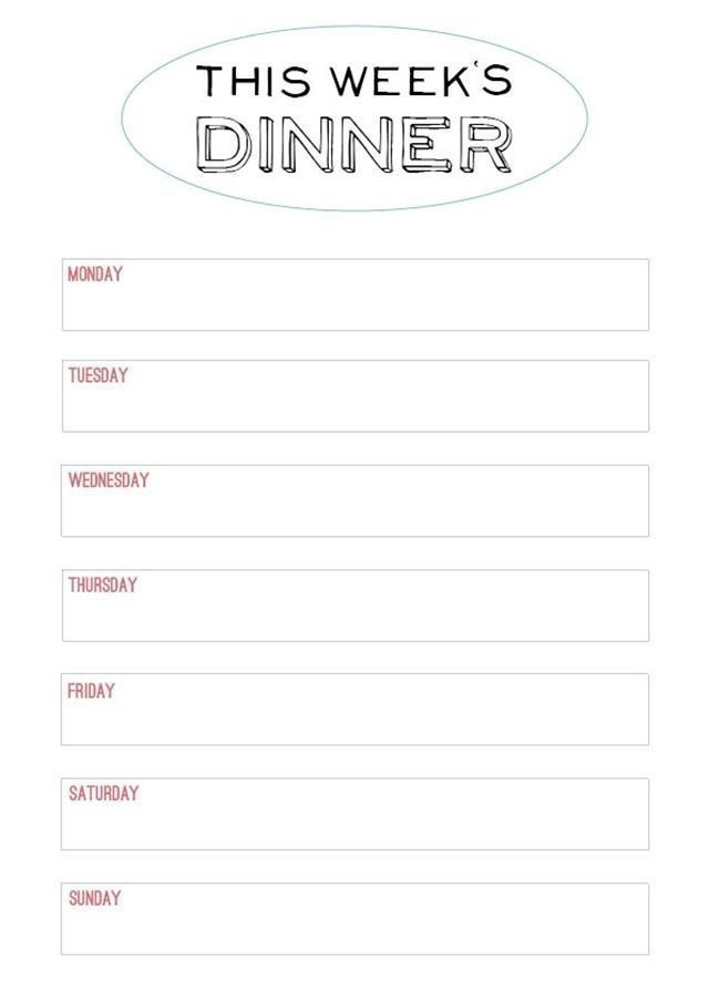 Meal Planner Template Fountain Pens Products Pens Personal Planners Menu Planners