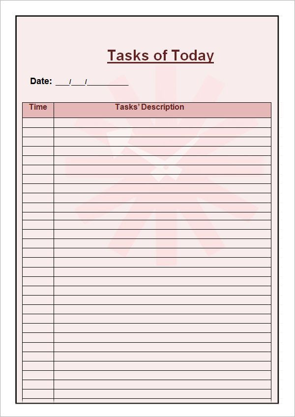 Microsoft Word Daily Planner Template 7 Free Printable Daily Planner Templates